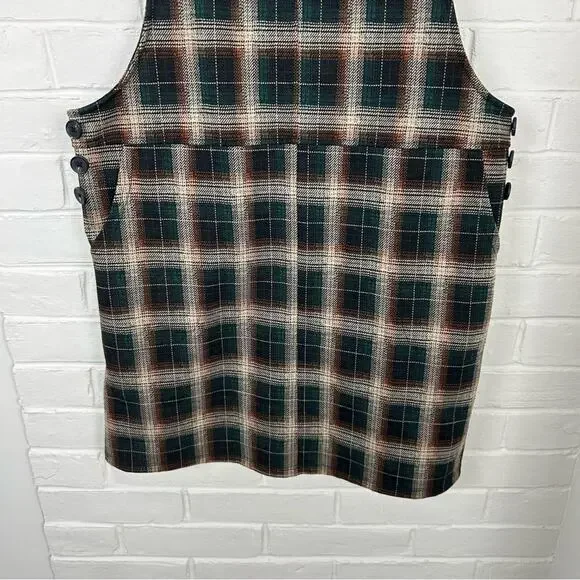 SO Plaid Knit Button Pinafore Dress Size M - Picture 4 of 9